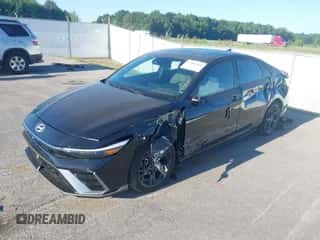 2025 Hyundai Elantra N Line with VIN KMHLR4DF8SU936559, listed as a IAAI auction lot 43089082 with 9,408 mi miles and . Bid and sale history available at DreamBid. Image 2.