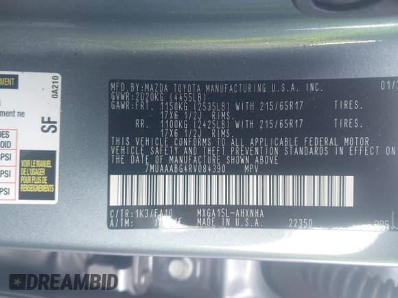 ✅ 2024 Toyota Corolla Cross L • VIN: 7MUAAABG4RV084390 • Lot: 42282541. Listed on IAAI with 31,799 mi. Free auction sales archive from the USA and detailed vehicle history report at DreamBid. Image 9.