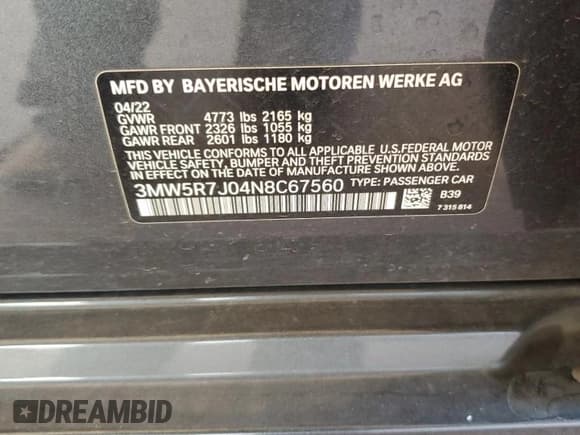 ✅ 2022 BMW 3 Series 330i xDrive • VIN: 3MW5R7J04N8C67560 • Lot: 92318975. Wystawiony na Copart z przebiegiem 42 387 mil. Bezpłatny archiwum sprzedaży aukcyjnych z USA i szczegółowy raport historii pojazdu na DreamBid. Zdjęcie 12.