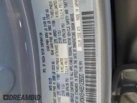 ✅ 2025 Mazda CX-90 Premium Plus Package • VIN: JM3KKEHA6S1235620 • Lot: 92631255. Wystawiony na Copart z przebiegiem 3 493 mil. Bezpłatny archiwum sprzedaży aukcyjnych z USA i szczegółowy raport historii pojazdu na DreamBid. Zdjęcie 13.