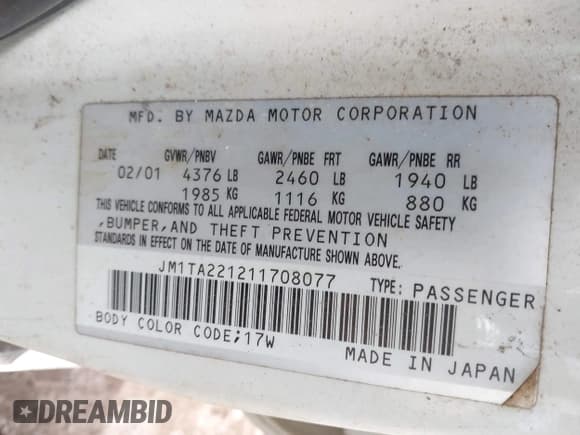 ✅ 2001 Mazda Millenia • VIN: JM1TA221211708077 • Lot: 41517393. Wystawiony na IAAI z przebiegiem 269 771 mil. Bezpłatny archiwum sprzedaży aukcyjnych z USA i szczegółowy raport historii pojazdu na DreamBid. Zdjęcie 9.