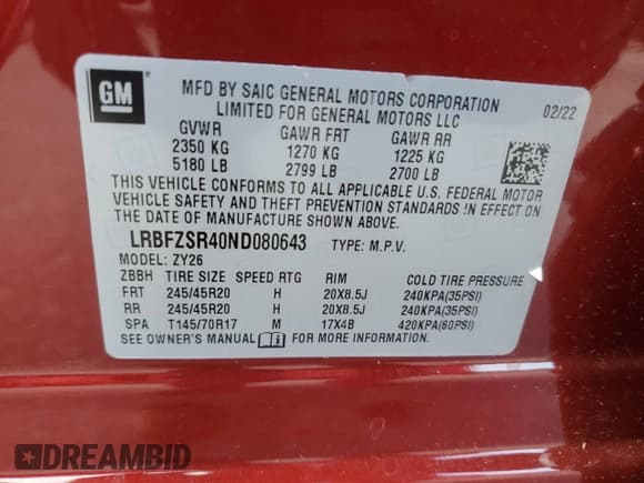 ✅ 2022 Buick Envision Avenir • VIN: LRBFZSR40ND080643 • Lot: 69807505. Wystawiony na Copart z przebiegiem 2 327 mil. Bezpłatny archiwum sprzedaży aukcyjnych z USA i szczegółowy raport historii pojazdu na DreamBid. Zdjęcie 13.