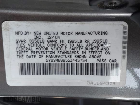 ✅ 2005 Pontiac Vibe • VIN: 5Y2SM66855Z445754 • Lot: 42471055. Wystawiony na IAAI z przebiegiem 208 576 mil. Bezpłatny archiwum sprzedaży aukcyjnych z USA i szczegółowy raport historii pojazdu na DreamBid. Zdjęcie 9.