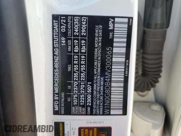 ✅ 2021 Mercedes-Benz GLC 300 • VIN: W1N0G8DB4MV300065 • Lot: 89642285. Listed on Copart with Not provided. Free auction sales archive from the USA and detailed vehicle history report at DreamBid. Image 13.