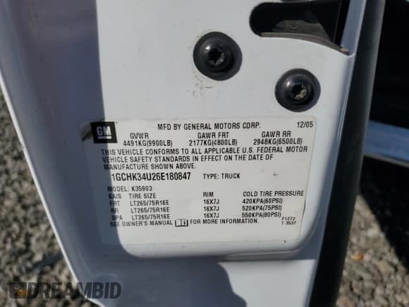 ✅ 2006 Chevrolet Silverado 3500 SRW Wrk Trk • VIN: 1GCHK34U26E180847 • Lot: 69645095. Listed on Copart with 164,931 mi. Free auction sales archive from the USA and detailed vehicle history report at DreamBid. Image 12.