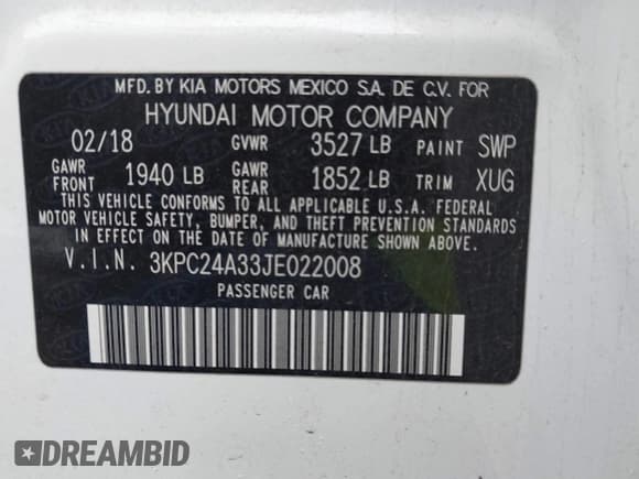 ✅ 2018 Hyundai Accent SE • VIN: 3KPC24A33JE022008 • Лот: 41503773. Опубликован ранее на IAAI с пробегом 73 933 миль. Бесплатный доступ к архиву аукционных продаж из США и подробный отчёт об истории автомобиля на DreamBid. Изображение 9.