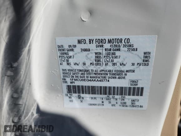 ✅ 2010 Ford Escape Limited • VIN: 1FMCU0EG4AKA45774 • Lot: 90543345. Listed on Copart with 145,843 mi. Free auction sales archive from the USA and detailed vehicle history report at DreamBid. Image 13.