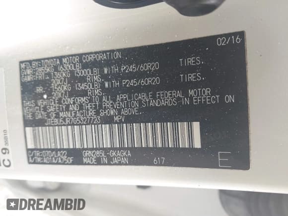 ✅ 2016 Toyota 4Runner SR5 Premium • VIN: JTEBU5JR7G5327723 • Лот: 43141551. Опубликован ранее на IAAI с пробегом 97 494 миль. Бесплатный доступ к архиву аукционных продаж из США и подробный отчёт об истории автомобиля на DreamBid. Изображение 9.