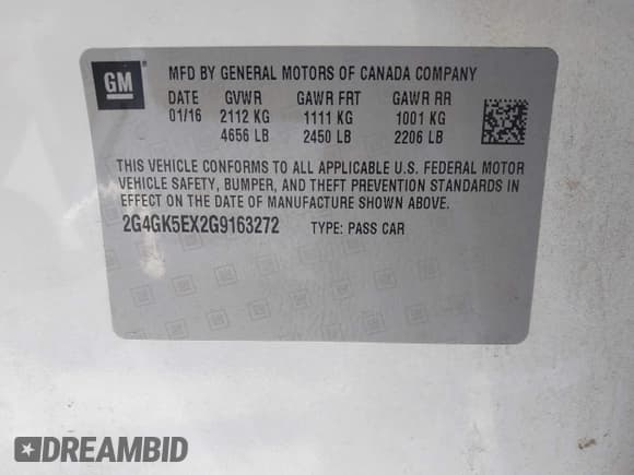 ✅ 2016 Buick Regal • VIN: 2G4GK5EX2G9163272 • Lot: 43638260. Wystawiony na IAAI z przebiegiem 120 667 mil. Bezpłatny archiwum sprzedaży aukcyjnych z USA i szczegółowy raport historii pojazdu na DreamBid. Zdjęcie 9.