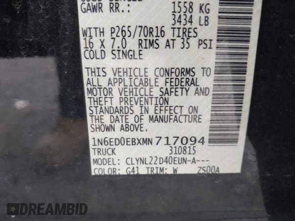 ✅ 2021 Nissan Frontier SV • VIN: 1N6ED0EBXMN717094 • Лот: 41532802. Опубликован ранее на IAAI с пробегом Не указан. Бесплатный доступ к архиву аукционных продаж из США и подробный отчёт об истории автомобиля на DreamBid. Изображение 9.