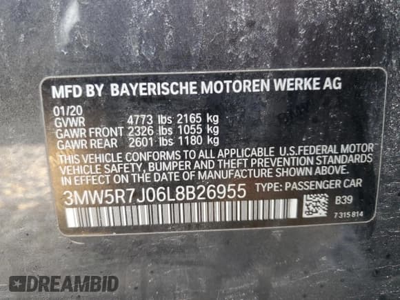 ✅ 2020 BMW 3 Series 330i xDrive • VIN: 3MW5R7J06L8B26955 • Lot: 89793735. Listed on Copart with Not provided. Free auction sales archive from the USA and detailed vehicle history report at DreamBid. Image 14.