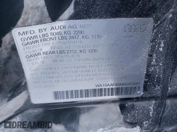 ✅ 2021 Audi A4 allroad Premium Plus • VIN: WA18AAF45MA049494 • Lot: 42332085. Listed on Copart with 64,529 mi. Free auction sales archive from the USA and detailed vehicle history report at DreamBid. Image 13.