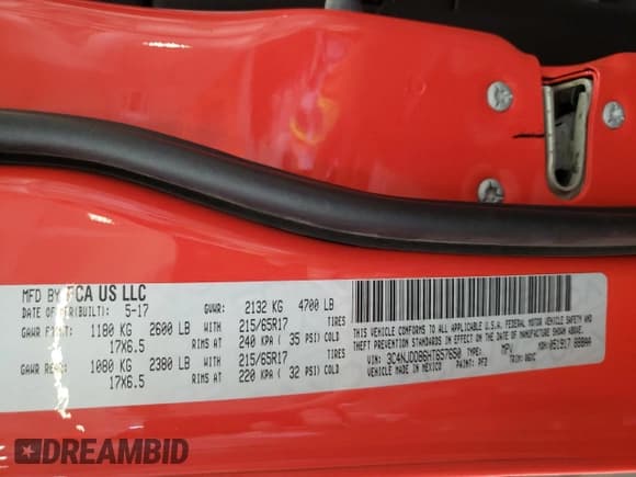 ✅ 2017 Jeep Compass Trailhawk • VIN: 3C4NJDDB6HT657650 • Lot: 86305415. Listed on Copart with 85,660 mi. Free auction sales archive from the USA and detailed vehicle history report at DreamBid. Image 13.