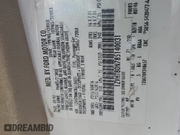 ✅ 2008 Ford Mustang Deluxe • VIN: 1ZVHT80N785140031 • Lot: 81670685. Wystawiony na Copart z przebiegiem 253 909 mil. Bezpłatny archiwum sprzedaży aukcyjnych z USA i szczegółowy raport historii pojazdu na DreamBid. Zdjęcie 12.