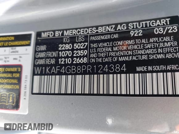 ✅ 2023 Mercedes-Benz C 300 • VIN: W1KAF4GB8PR124384 • Лот: 43461671. Опубликован ранее на IAAI с пробегом 22 021 миль. Бесплатный доступ к архиву аукционных продаж из США и подробный отчёт об истории автомобиля на DreamBid. Изображение 9.