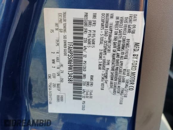 ✅ 2009 Ford Focus SE • VIN: 1FAHP35N69W134581 • Lot: 87386545. Listed on Copart with 74,000 mi. Free auction sales archive from the USA and detailed vehicle history report at DreamBid. Image 12.