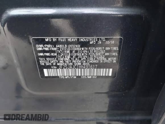 2017 Subaru Forester Limited with VIN JF2SJAJC1HH491617, listed as a IAAI auction lot 41267746 with 151,388 mi miles and . Bid and sale history available at DreamBid. Image 9.