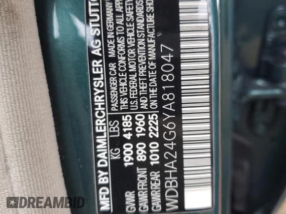 ✅ 2000 Mercedes-Benz C 230 Kompressor • VIN: WDBHA24G6YA818047 • Lot: 45992955. Wystawiony na Copart z przebiegiem 73 889 mil. Bezpłatny archiwum sprzedaży aukcyjnych z USA i szczegółowy raport historii pojazdu na DreamBid. Zdjęcie 12.