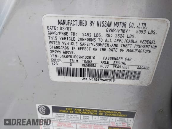 ✅ 2007 Infiniti M Sport • VIN: JNKBY01E97M402810 • Лот: 41712318. Опубликован ранее на IAAI с пробегом 153 280 миль. Бесплатный доступ к архиву аукционных продаж из США и подробный отчёт об истории автомобиля на DreamBid. Изображение 9.