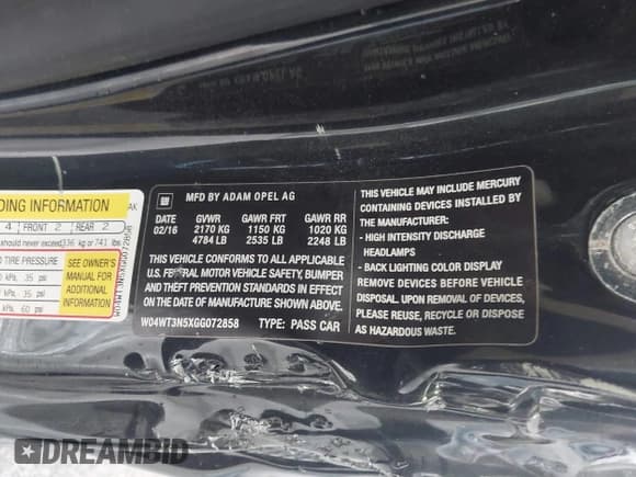 ✅ 2016 Buick Cascada Premium • VIN: W04WT3N5XGG072858 • Лот: 42204731. Опубликован ранее на IAAI с пробегом 75 309 миль. Бесплатный доступ к архиву аукционных продаж из США и подробный отчёт об истории автомобиля на DreamBid. Изображение 9.