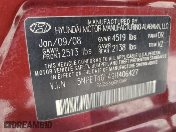 ✅ 2009 Hyundai Sonata GLS • VIN: 5NPET46F49H406427 • Лот: 90608595. Опубликован ранее на Copart с пробегом 138 154 миль. Бесплатный доступ к архиву аукционных продаж из США и подробный отчёт об истории автомобиля на DreamBid. Изображение 12.