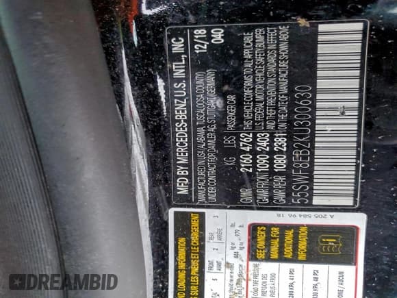 ✅ 2019 Mercedes-Benz C 300 • VIN: 55SWF8EB2KU300630 • Lot: 91860695. Wystawiony na Copart z przebiegiem 92 299 mil. Bezpłatny archiwum sprzedaży aukcyjnych z USA i szczegółowy raport historii pojazdu na DreamBid. Zdjęcie 12.