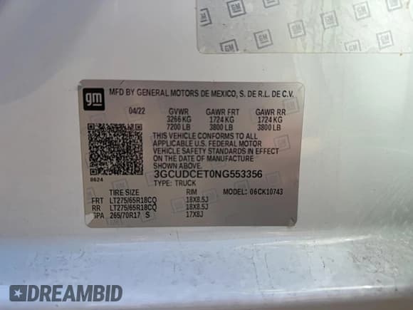 ✅ 2022 Chevrolet Silverado 1500 Custom Trail Boss • VIN: 3GCUDCET0NG553356 • Лот: 92641155. Опубликован ранее на Copart с пробегом 134 759 миль. Бесплатный доступ к архиву аукционных продаж из США и подробный отчёт об истории автомобиля на DreamBid. Изображение 10.