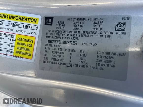 2016 Chevrolet Silverado 1500 LS z VIN 1GCNKNEH8GZ372252, wystawiony jako Copart lot #43192905 z przebiegiem 223 806 mil mil oraz Czysty tytuł • Clean title. Historia ofert i sprzedaży dostępna na DreamBid. Obrazek 10.