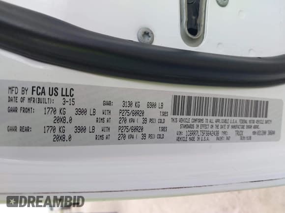 ✅ 2015 Ram 1500 Big Horn • VIN: 1C6RR7LT5FS642438 • Lot: 41613125. Listed on IAAI with 217,079 mi. Free auction sales archive from the USA and detailed vehicle history report at DreamBid. Image 9.