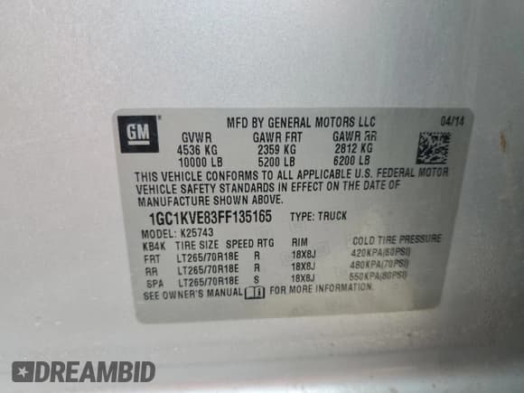 ✅ 2015 Chevrolet Silverado 2500HD LT • VIN: 1GC1KVE83FF135165 • Лот: 53682285. Опубликован ранее на Copart с пробегом 199 266 миль. Бесплатный доступ к архиву аукционных продаж из США и подробный отчёт об истории автомобиля на DreamBid. Изображение 12.