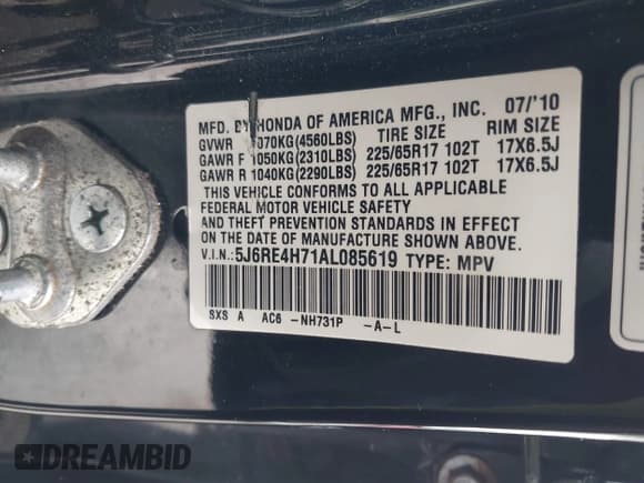 ✅ 2010 Honda CR-V EX-L • VIN: 5J6RE4H71AL085619 • Lot: 43753103. Wystawiony na IAAI z przebiegiem 181 801 mil. Bezpłatny archiwum sprzedaży aukcyjnych z USA i szczegółowy raport historii pojazdu na DreamBid. Zdjęcie 9.