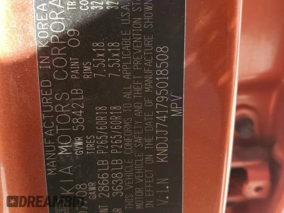 ✅ 2009 Kia Borrego EX • VIN: KNDJJ741795018508 • Lot: 68068774. Listed on Copart with 195,815 mi. Free auction sales archive from the USA and detailed vehicle history report at DreamBid. Image 13.