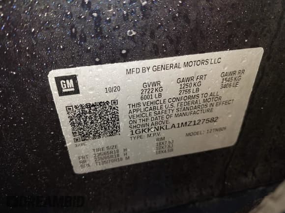 ✅ 2021 GMC Acadia SLE • VIN: 1GKKNKLA1MZ127582 • Lot: 43580588. Listed on IAAI with 81,066 mi. Free auction sales archive from the USA and detailed vehicle history report at DreamBid. Image 9.