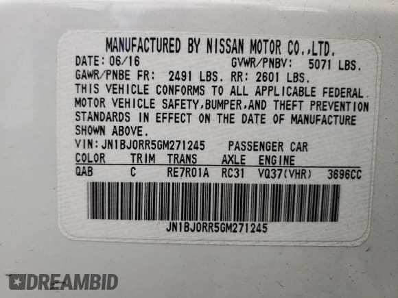 ✅ 2016 Infiniti QX50 • VIN: JN1BJ0RR5GM271245 • Lot: 52496854. Listed on Copart with 128,679 mi. Free auction sales archive from the USA and detailed vehicle history report at DreamBid. Image 13.