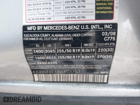 ✅ 2008 Mercedes-Benz M 350 • VIN: 4JGBB86E18A403751 • Лот: 43911652. Опубликован ранее на IAAI с пробегом 168 647 миль. Бесплатный доступ к архиву аукционных продаж из США и подробный отчёт об истории автомобиля на DreamBid. Изображение 9.