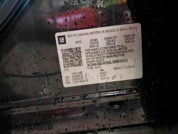 2020 Chevrolet Blazer RS z VIN 3GNKBERS0LS683651, wystawiony jako Copart lot #57659025 z przebiegiem 103 746 mil mil oraz Nie do naprawy • Non repairable. Historia ofert i sprzedaży dostępna na DreamBid. Obrazek 14.