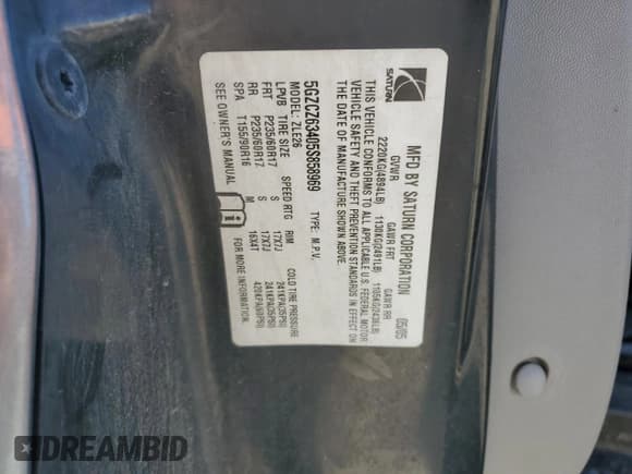 ✅ 2005 Saturn VUE • VIN: 5GZCZ63405S858969 • Lot: 47290685. Wystawiony na Copart z przebiegiem 130 381 mil. Bezpłatny archiwum sprzedaży aukcyjnych z USA i szczegółowy raport historii pojazdu na DreamBid. Zdjęcie 13.