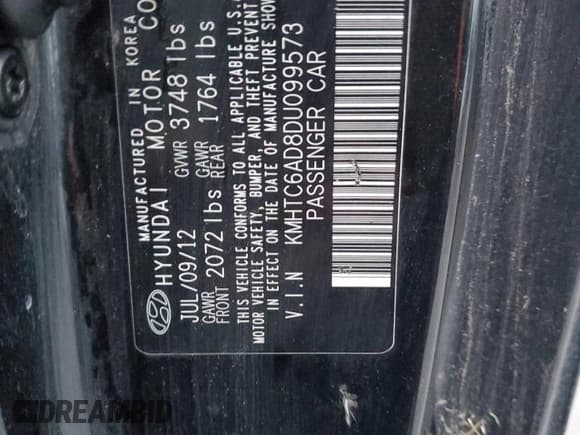 ✅ 2013 Hyundai Veloster RE:MIX • VIN: KMHTC6AD8DU099573 • Lot: 89825505. Listed on Copart with 123,267 mi. Free auction sales archive from the USA and detailed vehicle history report at DreamBid. Image 12.