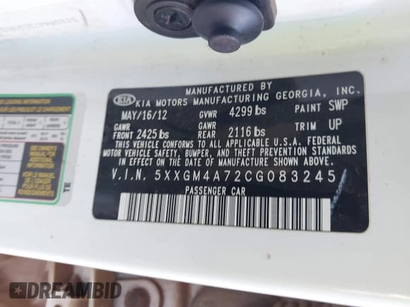 ✅ 2012 Kia Optima LX • VIN: 5XXGM4A72CG083245 • Лот: 43604643. Опубликован ранее на IAAI с пробегом 230 264 миль. Бесплатный доступ к архиву аукционных продаж из США и подробный отчёт об истории автомобиля на DreamBid. Изображение 9.