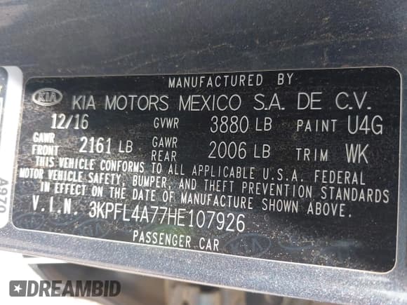✅ 2017 Kia Forte S • VIN: 3KPFL4A77HE107926 • Лот: 42473380. Опубликован ранее на IAAI с пробегом 178 593 миль. Бесплатный доступ к архиву аукционных продаж из США и подробный отчёт об истории автомобиля на DreamBid. Изображение 9.