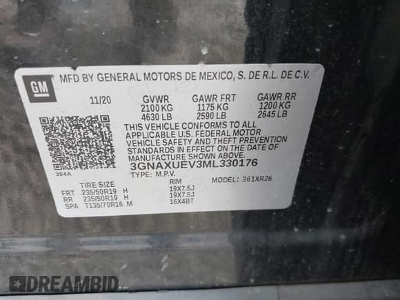 ✅ 2021 Chevrolet Equinox LT • VIN: 3GNAXUEV3ML330176 • Lot: 42959650. Wystawiony na IAAI z przebiegiem 156 921 mil. Bezpłatny archiwum sprzedaży aukcyjnych z USA i szczegółowy raport historii pojazdu na DreamBid. Zdjęcie 9.