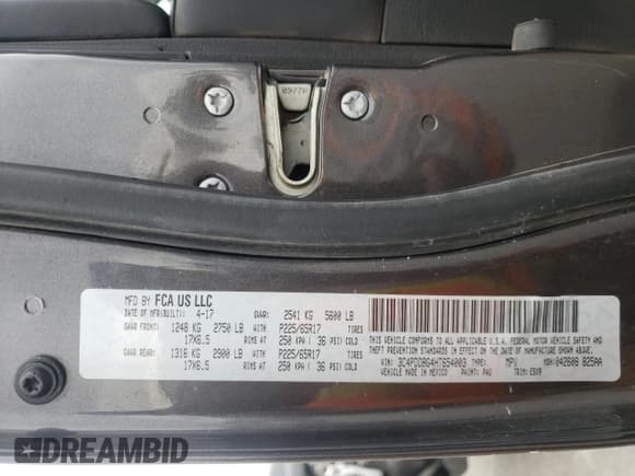 ✅ 2017 Dodge Journey SXT • VIN: 3C4PDDBG4HT654003 • Lot: 66204752. Listed on Copart with 87,919 mi. Free auction sales archive from the USA and detailed vehicle history report at DreamBid. Image 13.