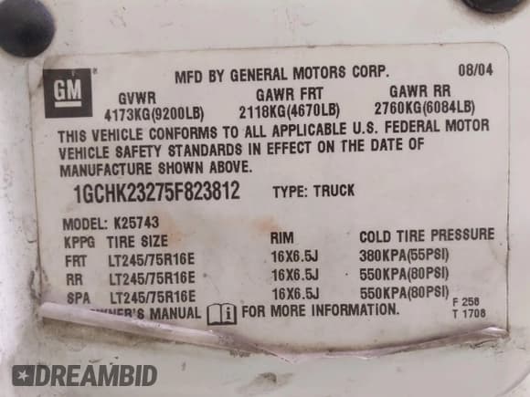 ✅ 2005 Chevrolet Silverado 2500HD LS • VIN: 1GCHK23275F823812 • Lot: 43520231. Wystawiony na IAAI z przebiegiem 227 443 mil. Bezpłatny archiwum sprzedaży aukcyjnych z USA i szczegółowy raport historii pojazdu na DreamBid. Zdjęcie 9.