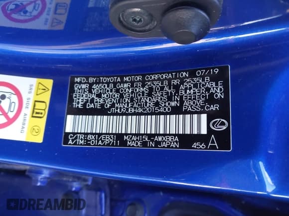 ✅ 2019 Lexus UX 250h • VIN: JTHU9JBH4K2015400 • Лот: 41525608. Опубликован ранее на IAAI с пробегом Не указан. Бесплатный доступ к архиву аукционных продаж из США и подробный отчёт об истории автомобиля на DreamBid. Изображение 9.