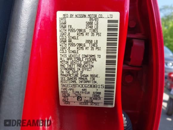 ✅ 2003 Nissan Xterra XE • VIN: 5N1ED28TX3C698815 • Lot: 42240845. Wystawiony na IAAI z przebiegiem 88 435 mil. Bezpłatny archiwum sprzedaży aukcyjnych z USA i szczegółowy raport historii pojazdu na DreamBid. Zdjęcie 9.