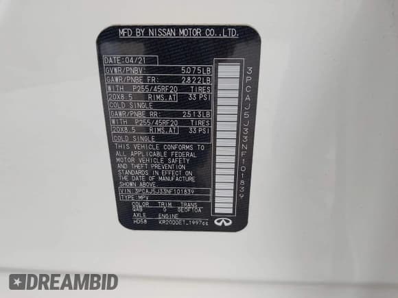 ✅ 2022 Infiniti QX55 Luxe • VIN: 3PCAJ5J33NF101839 • Lot: 43339900. Wystawiony na IAAI z przebiegiem 15 121 mil. Bezpłatny archiwum sprzedaży aukcyjnych z USA i szczegółowy raport historii pojazdu na DreamBid. Zdjęcie 9.