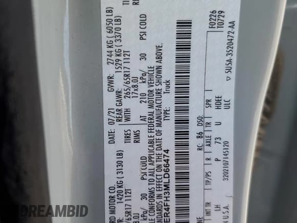 ✅ 2021 Ford Ranger XL • VIN: 1FTER4FH3MLD66474 • Lot: 65922105. Wystawiony na Copart z przebiegiem 81 051 mil. Bezpłatny archiwum sprzedaży aukcyjnych z USA i szczegółowy raport historii pojazdu na DreamBid. Zdjęcie 12.