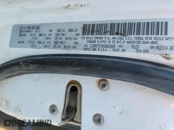 ✅ 2017 Ram 1500 Tradesman • VIN: 1C6RR7ST9HS832828 • Lot: 84185485. Listed on Copart with 135,351 mi. Free auction sales archive from the USA and detailed vehicle history report at DreamBid. Image 12.