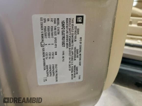 ✅ 2007 Chevrolet Tahoe LS • VIN: 1GNFC13J27R315827 • Lot: 57289415. Listed on Copart with 147,309 mi. Free auction sales archive from the USA and detailed vehicle history report at DreamBid. Image 13.