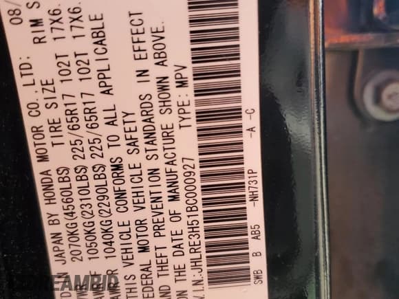 ✅ 2011 Honda CR-V EX • VIN: JHLRE3H51BC000927 • Lot: 82312955. Listed on Copart with 199,004 mi. Free auction sales archive from the USA and detailed vehicle history report at DreamBid. Image 13.